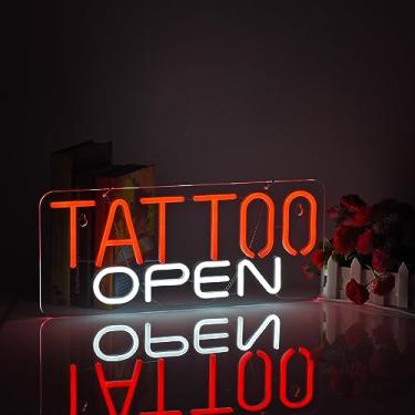 Imagem de Hoyoelec Sinal de Néon Aberto Da Tatuagem para A Decoração Da Parede com Interruptor Regulável Conduziu A Luz Dos Sinais de Negócios de Néon