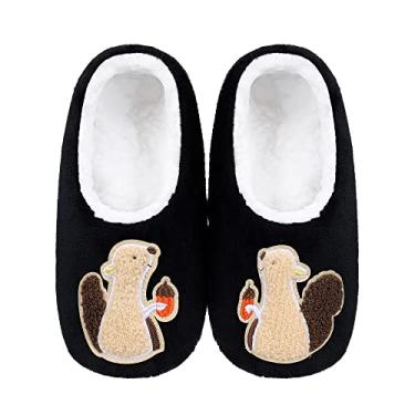 Imagem de ZYZX Pantufas femininas de animais com pegas, quentes, macias, engraçadas, fofas, antiderrapantes, com forro de lã, meias felpudas, presentes, 031scsg01, 9-10