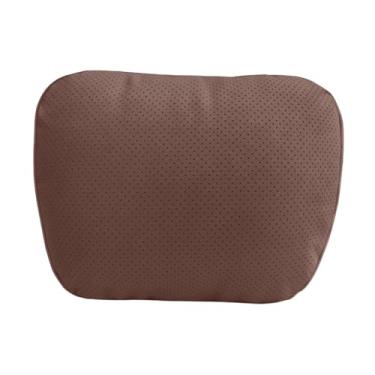 Imagem de JicSuXi Almofada para pescoço de carro, apoio de cabeça macio para carro, acessórios automotivos, ergonômico, fácil instalação, suporte para apoio de cabeça e, Marrom Escuro