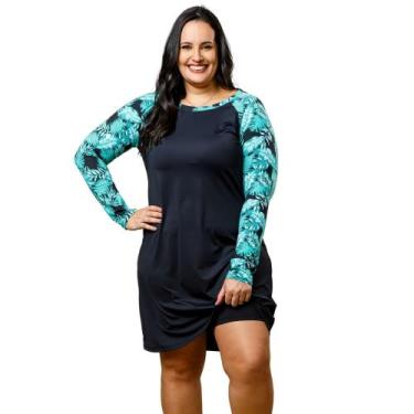Imagem de Kit Vestido Uv Plus Size Com Short de piscina Saída De Praia Evangélic