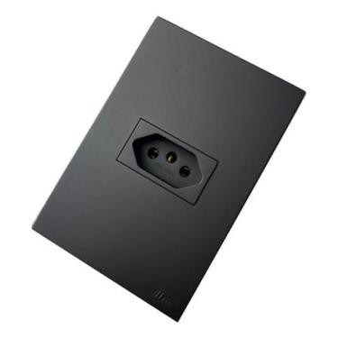 Imagem de Monte Seu Kit de Tomadas e Interruptores Preto Fosco Apagadores de Luz 10 20 A 220 V Duplo Paralelo (Tomada Simples 10A 4x2)