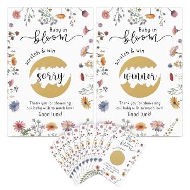 Imagem de Affrolling 100 peças de cartões de jogos de raspar chá de bebê para convidados cartões engraçados de sorteio de agradecimento chá de bebê decorações de jogos pacote de sementes para revelação de