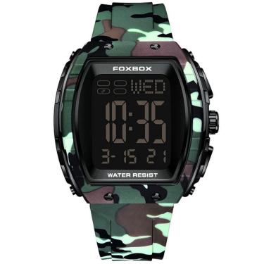 Imagem de Relógio Digital Esportivo Masculino Design Tonneau Impermavel Pulseira de Silicone
