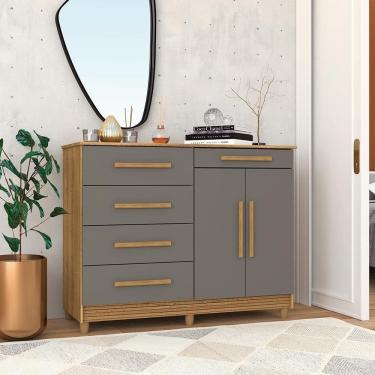 Imagem de Cômoda Sapateira Orion Nature Alasca 5 Gavetas 2 Portas