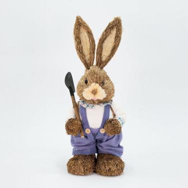 Imagem de Coelho De Páscoa Decoração Palha Coelhinho Trabalhador 46cm