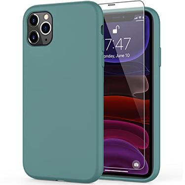 Imagem de Capa DEENAKIN para iPhone 11 Pro Max com protetor de tela, capa bumper de borracha de gel de silicone líquido macio, slim fit, à prova de choque, capa protetora para iPhone 11 Pro Max 6,5 polegadas, azul