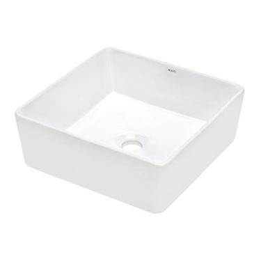 Imagem de Ruvati Pia de vaso de banheiro de 38 x 38 cm - cerâmica de porcelana retangular branca acima do balcão - pia pequena para banheiros - RVB1616