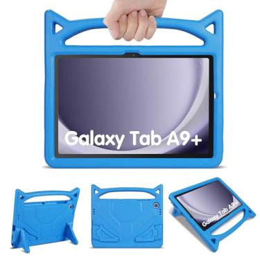 Imagem de YELERWE Capa infantil para Samsung Galaxy Tab A9 Plus 11 polegadas, leve, durável, à prova de choque, capa para tablet Samsung Galaxy Tab A9+ com alça, suporte embutido para crianças (azul)