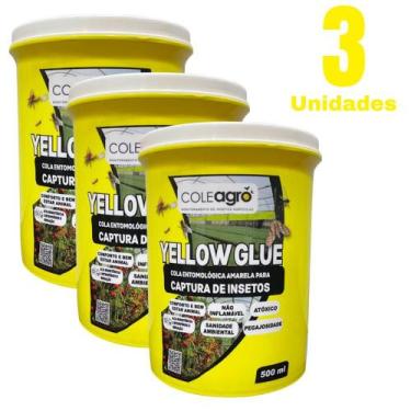 Imagem de Cola Entomológica Amarela Yellow Glue 500ml Kit Com 3 ColeAgro  Monito