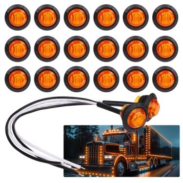 Imagem de (Pacote com 20) Luzes de marcador de bala TMH 3/4 polegadas Mount Âmbar LED, luzes de marcador de LED laterais para trailer, caminhão, trailer, carro, ônibus Van