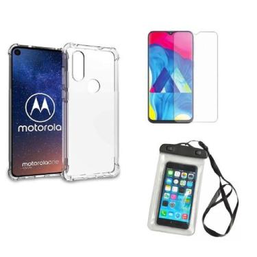 Imagem de Kit Capa a Prova D'água Moto One Vision  + Capa + Película De Vidro 3D