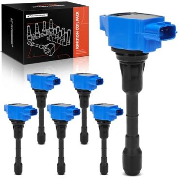 Imagem de A-Premium (azul) Pacote de bobina de ignição do motor compatível com Infiniti Q50 2014-2015, QX50 2014-2017, Q60 2014-2015, G37 2008-2013, QX70 2014-2017, Q70 2014-2014-2014-2017, Q70 2014-2014-2014