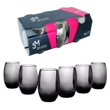Imagem de Jogo De Copos Aruba Long Drink 465ml 6 Peças Cinza Fumê RJ30611