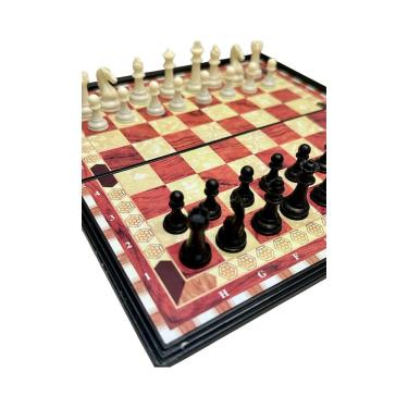 Imagem de Jogo Xadrez Magnético Imã Tabuleiro Dobrável Mini Portátil