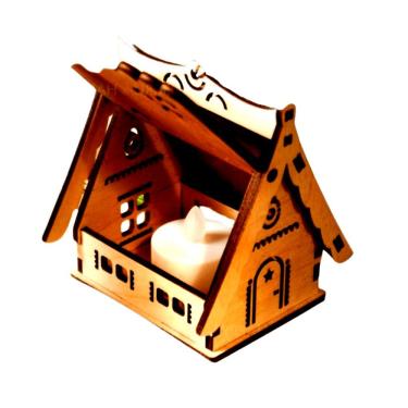 Imagem de Castiçal Casa Com Vela Eletrônica - Marrom