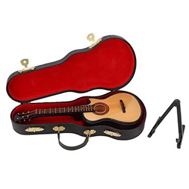 Imagem de CHICIRIS Miniguitarra, instrumentos musicais em miniatura com suporte para educação iluminista (guitarra ausente de 20 cm)