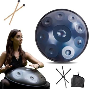 Imagem de Instrumento Handpan - 432hz/440hz 9/10/12 Notas - Tambor De Língua De Aço De 22 Polegadas - Tambor De Mão Pan Com Suporte De Tambor Para Cura Sonora, BLUE_9 NOTES, 432Hz