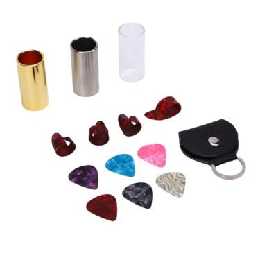 Imagem de SPYMINNPOO Conjunto de Slides de Guitarra, Kit de Acessórios para Instrumentos Com Picaretas de 6 Peças e 4 Peças Com Berços de Dedo Slides de Vidro de Aço Inoxidável para Guitarras Banjo
