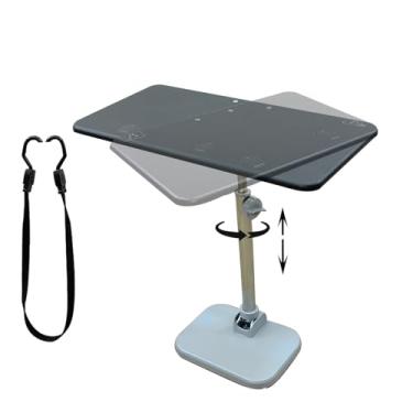 Imagem de HIYOUGO Mesa dobrável para trailer, mesa lateral giratória em forma de C de 360°, altura ajustável, com cinto de segurança, adequada para trailers, piqueniques, salas de estar (preto e polo único, 50