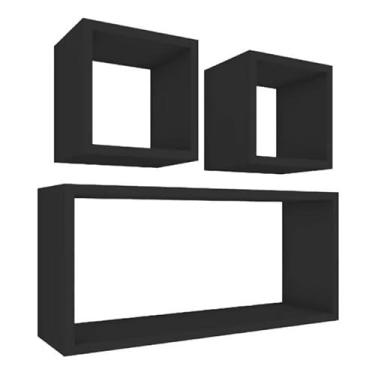Imagem de KIT DE 3 NICHOS RETANGULAR DECORAÇÃO QUARTO, COZINHA, BANHEIRO 100% MDF BRANCO(PRETO)