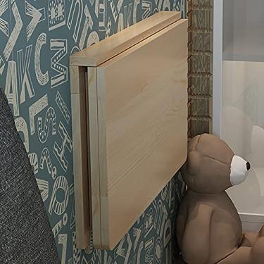 Imagem de LJHSS Mesa dobrável montada na parede, mesa flutuante dobrável com economia de espaço, mesa dobrável de folhas de madeira maciça, para casa, cozinha, escritório