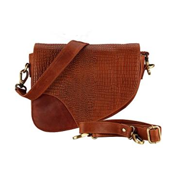 Imagem de FINELAER Bolsa tiracolo feminina de couro com estampa de crocodilo em forma de D, Carlo Vt