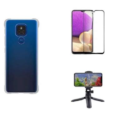 Imagem de Kit Tripé Tripod 360 graus para Motorola Moto E7 Plus + Capa + Pelicul
