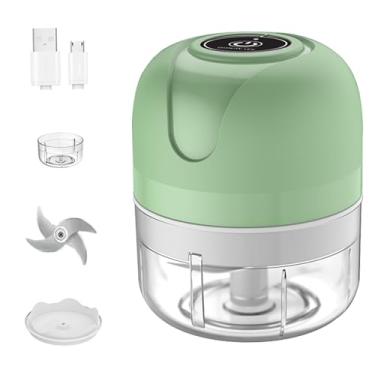 Imagem de Picador elétrico de alho 1200 mAh USB 100 ml, interruptor de botão sem fio, moedor de alho, capa transparente, carne vegetal, pimenta, gengibre, alho, picador, versão atualizada.