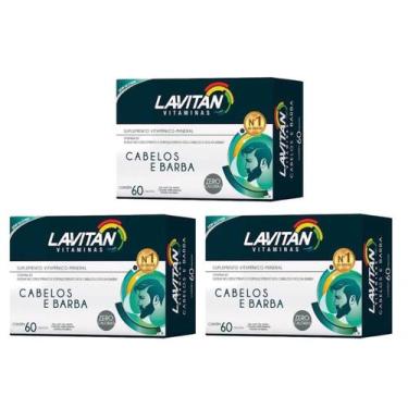 Imagem de Kit3 Lavitan Cabelos/Barba 60 Cap Vitaminas P/Homens Biotina