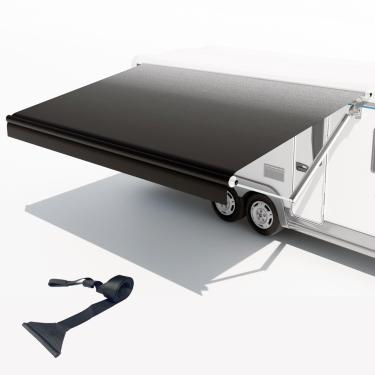 Imagem de CYLAND Substituição De Tecido Para Toldo Rv, Motorizada Trailer Campista, Cobertura Vinil Resistente À Prova Intempéries 18,5 Oz Áreas Externas 21 Pés (Tecido 20 E 2"), Preto Desbotado