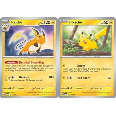 Imagem de Raichu 026/165 - Pikachu- Pokemon 151 - Evolution Holo Rare 2 Card Lot