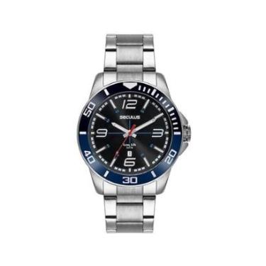 Imagem de RELÓGIO ANALÓGICO CALENDÁRIO AÇO CATRACA BICOLOR SECULUS-Masculino