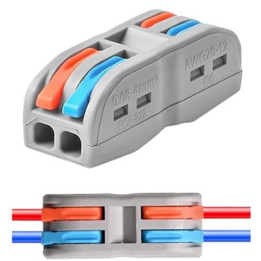 Imagem de Klmnduo porcas de conectores de fio, 50pcs 2 conectores de fio de emenda compactos de condutores, conectores elétricos de porca de fio de alavanca de 2 em 2 saídas, 2 emendas em linha de cir