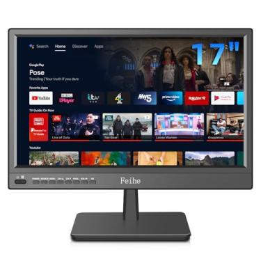 Imagem de Feihe Smart TV pequena de 43.2 cm sistema operacional Android integrado, tela plana HD compacta Smart TV para cozinha, casa, trailer ou entretenimento em movimento