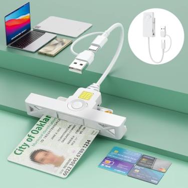 Imagem de Leitor de cartão inteligente USB A+Tipo-C CAC, cartão de crédito de acesso comum DOD Military Type-C/ID/IC Bank/Saúde/Government ID/PIV CAC Chip Card com Windows, Mac OS para telefones Android