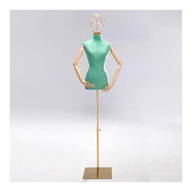 Imagem de Mannequin Torso de manequim feminino com altura ajustável, braço de madeira maciça removível e giratório, vestidos de noiva para exposição, camisetas(Green)