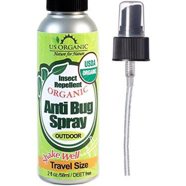 Imagem de US Organic Spray repelente de mosquitos anti-insetos para uso externo, certificação USDA, livre de crueldade, resultados comprovados por testes de laboratório, sem defeitos (tamanho de viagem de 59 g)