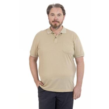 Imagem de Camisa Polo Masculina Plus Size Pique Algodão com Bolso