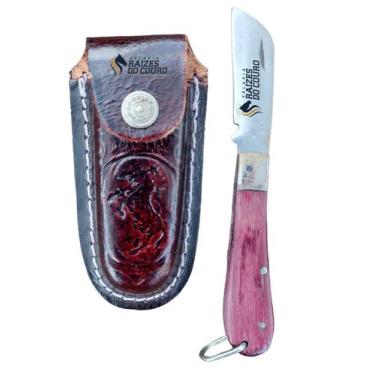 Imagem de Kit Canivete Em Aço Niquelado Tamanho M + Bainha Porta Canivete Em Cou