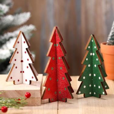 Imagem de Decoração de Natal Yookeer Wood Table Árvore de Natal (3 peças)