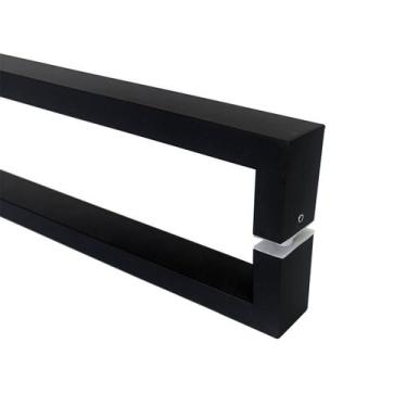 Imagem de Puxador Porta Duplo Square Inox 40cm Quadrado Preto Fosco - DECORPLACE