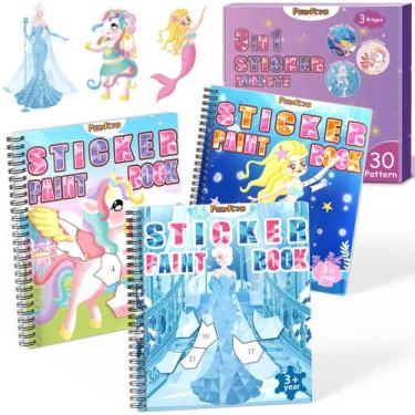 Imagem de Livros de pintura adesiva PERRYHOME para meninas de 4 a 8 anos com 3 t