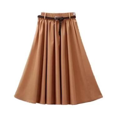 Imagem de Saia Midi Plissada De Cintura Alta Para Mulheres, Moda Coreana De Verã