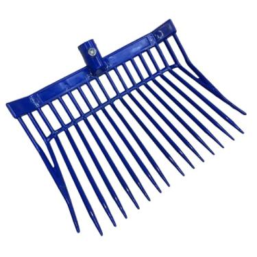 Imagem de Fenteer Cabeça de substituição para garfo de esterco de cavalo, cabeça de forcado com dentes angulares para ervas daninhas, criação de animais, rancho, Azul
