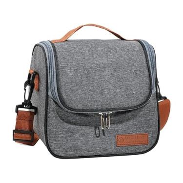 Imagem de Bolsa Térmica Lancheira com Alça Ajustável Para Marmita Isolamento Térmico Premium Compacta Resistente para Trabalho Escola e Passeios (Cinza)