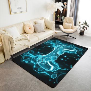 Imagem de Feelyou Tapete de área de gamer, conjunto de tapetes decorativos para controle de jogos de crianças, adolescentes e adultos, decoração de sala de estar, decoração de quarto de jogos, azul petróleo