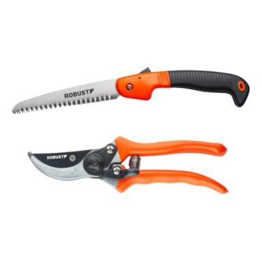 Imagem de Kit Poda Jardinagem Serrote 180mm E Tesoura 8p. Rubust - ROBUST