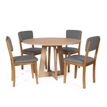 Imagem de Mesa de Jantar Redonda Montreal Jade com 4 Cadeiras Estofadas Ella Cin