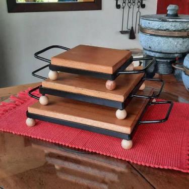 Imagem de Trio Descanso de Panelas em Ferro e Madeira - Minas Rústico