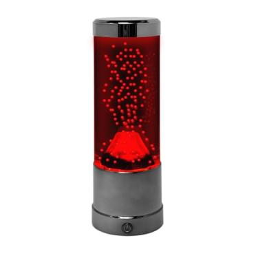 Imagem de Lâmpada de humor de vulcão com luzes RGB, efeito lava ativado por água, base metálica (vermelha)